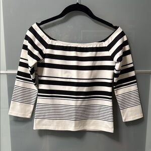 Cupcakes & Cashmere Black and White Fitted Long Sleeve Tee